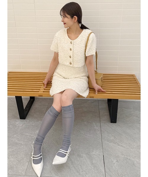 【新品未使用】ファンシーヤーンミニワンピース ジャケットカーディガン snidel ファンシーヤーンミニワンピース ジャケットカーディガン