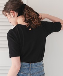 ハートカット刺繍前後2wayハーフスリーブTシャツ