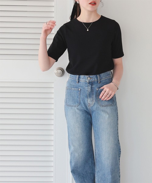 titivate(ティティベイト)の「ハートカット刺繍前後2wayハーフスリーブTシャツ(Tシャツ/カットソー・レディース・ブラック/ホワイト/ダークネイビー/レッド/アイボリー・M/S/L)」の17枚目の写真