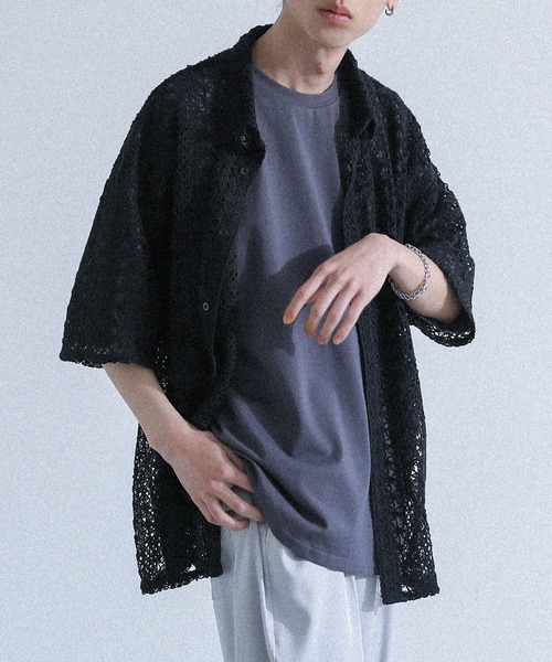MDR(エムディアール)の「透かし編み半袖シャツ(シャツ/ブラウス・メンズ・ブラック/オフホワイト・L/M)」の18枚目の写真