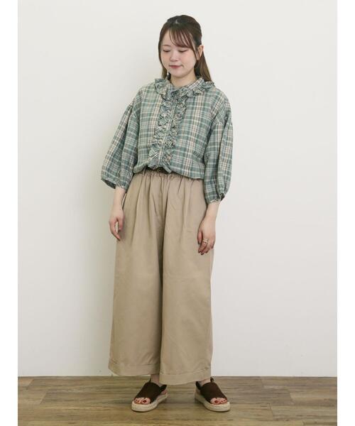 Samansa Mos2（サマンサ モスモス）の「【S/Mサイズ】ベルト付きチノワイドパンツ（その他パンツ・レディース・チャコールグレー/ベージュ/グリーン・M/S）」の4枚目の写真