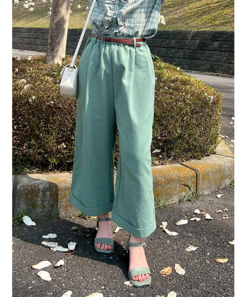 Samansa Mos2（サマンサ モスモス）の「【S/Mサイズ】ベルト付きチノワイドパンツ（その他パンツ・レディース・チャコールグレー/ベージュ/グリーン・M/S）」の3枚目の写真