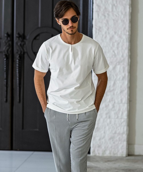 AKM Contemporary(エイケイエムコンテンポラリー)の「【WEB・直営店限定】AKM Contemporary(エイケイエムコンテンポラリー)ワンボタン リラックスシルエット 天竺シャツ 半袖シャツ(Tシャツ/カットソー・メンズ・オフホワイト/ブラック/ネイビー・S/M/L/XL/XXL)」の10枚目の写真