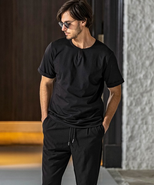 AKM Contemporary(エイケイエムコンテンポラリー)の「【WEB・直営店限定】AKM Contemporary(エイケイエムコンテンポラリー)ワンボタン リラックスシルエット 天竺シャツ 半袖シャツ(Tシャツ/カットソー・メンズ・オフホワイト/ブラック/ネイビー・S/M/L/XL/XXL)」の19枚目の写真