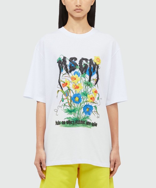 MSGM(エムエスジーエム)の「MSGM グラフィックFLOWER 刺繍ロゴTシャツ(Tシャツ/カットソー・レディース・ホワイト・S)」の2枚目の写真