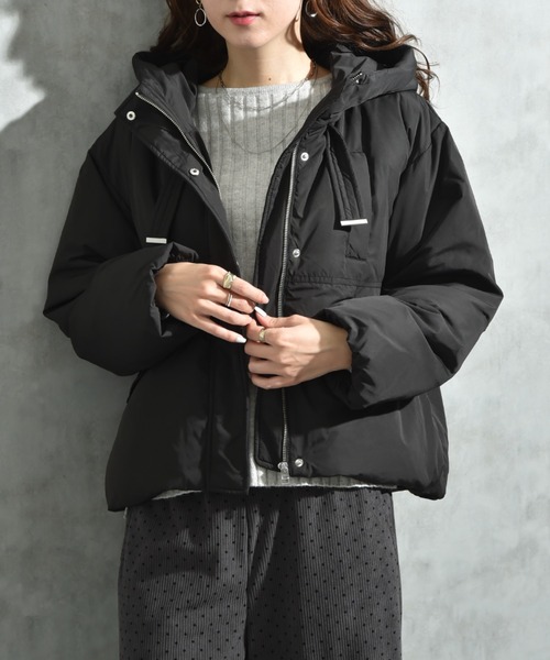 【美品】Rirandtureベルテッド中綿ジャケット ダウン 黒 ブラック M ベルテッド中綿ジャケット | コート | Rirandture（リランドチュール