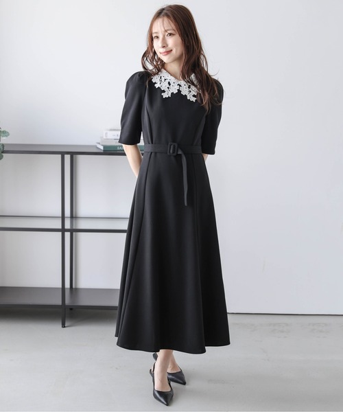 Lajour（ラジュール）の「日本製 Aラインフレアワンピース [襟取り外し可能]（ワンピース・レディース・ブラック/ネイビー・M/L）」の4枚目の写真