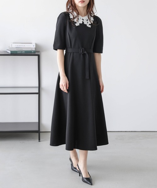 Lajour（ラジュール）の「日本製 Aラインフレアワンピース [襟取り外し可能]（ワンピース・レディース・ブラック/ネイビー・M/L）」の9枚目の写真
