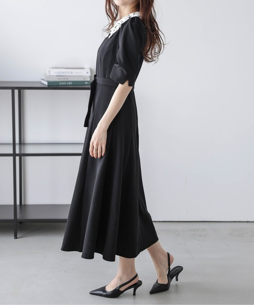 Lajour（ラジュール）の「日本製 Aラインフレアワンピース [襟取り外し可能]（ワンピース・レディース・ブラック/ネイビー・M/L）」の10枚目の写真
