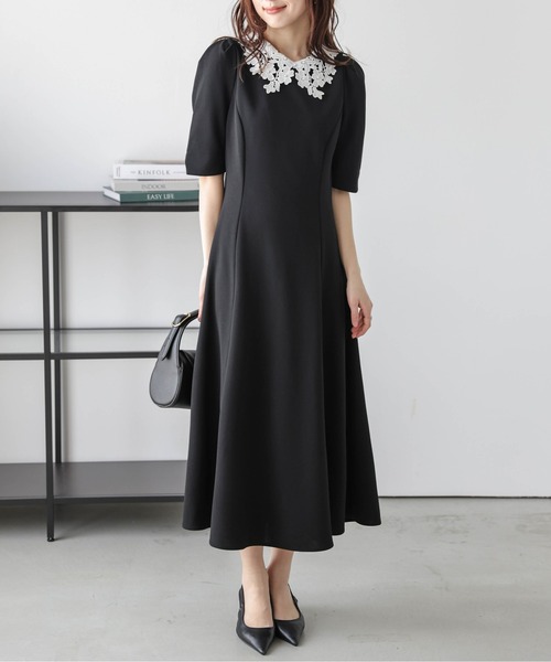 Lajour（ラジュール）の「日本製 Aラインフレアワンピース [襟取り外し可能]（ワンピース・レディース・ブラック/ネイビー・M/L）」の6枚目の写真