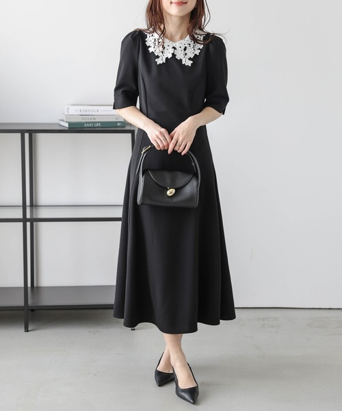 Lajour（ラジュール）の「日本製 Aラインフレアワンピース [襟取り外し可能]（ワンピース・レディース・ブラック/ネイビー・M/L）」の7枚目の写真
