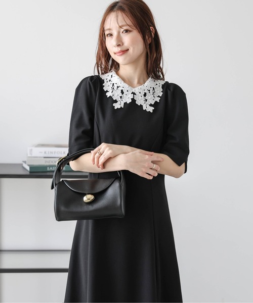 Lajour（ラジュール）の「日本製 Aラインフレアワンピース [襟取り外し可能]（ワンピース・レディース・ブラック/ネイビー・M/L）」の3枚目の写真