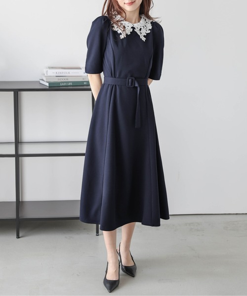 Lajour（ラジュール）の「日本製 Aラインフレアワンピース [襟取り外し可能]（ワンピース・レディース・ブラック/ネイビー・M/L）」の12枚目の写真