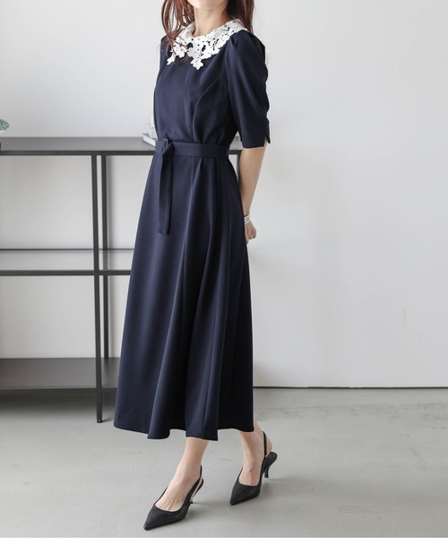Lajour（ラジュール）の「日本製 Aラインフレアワンピース [襟取り外し可能]（ワンピース・レディース・ブラック/ネイビー・M/L）」の14枚目の写真