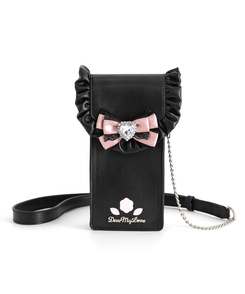 DearMyLove(ディアマイラブ)の「【Yes!プリキュア5Go!Go!×DML】フリルスマホショルダーバッグ(ショルダーバッグ・レディース・ブラック/ベビーピンク・FREE)」の2枚目の写真