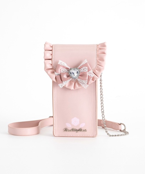 DearMyLove(ディアマイラブ)の「【Yes!プリキュア5Go!Go!×DML】フリルスマホショルダーバッグ(ショルダーバッグ・レディース・ブラック/ベビーピンク・FREE)」の3枚目の写真