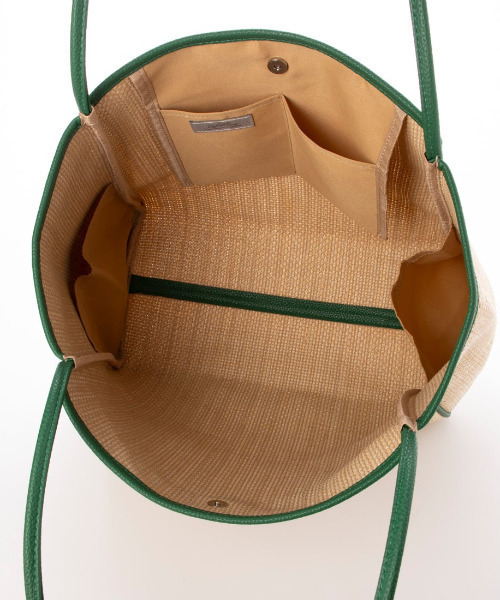cache cache(カシュ カシュ)の「カシュカシュ cachecache / 雑材風通しハンドルトート(トートバッグ・レディース・アイボリー/ブラック/ブラック系その他/グリーン・FREE)」の21枚目の写真