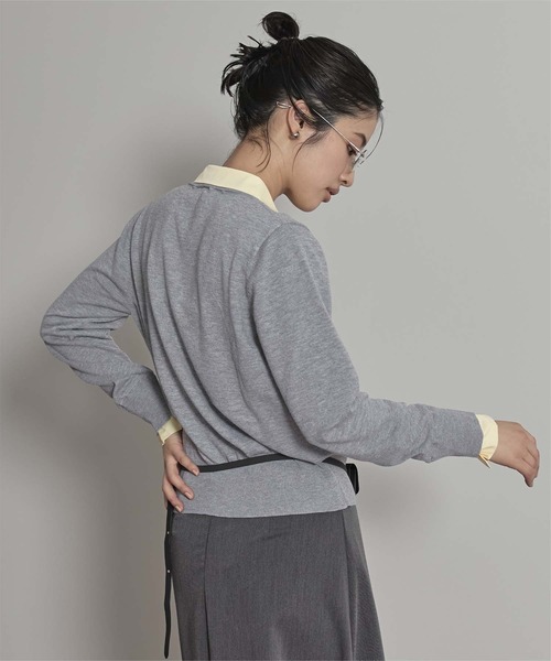 miette（ミエット）の「シャツレイヤード風カーディガン（カーディガン/ボレロ・レディース・グレー/イエロー/ネイビー/ブラウン/チャコール/ブラック/ブルー系その他/アイボリー・M/S）」の14枚目の写真