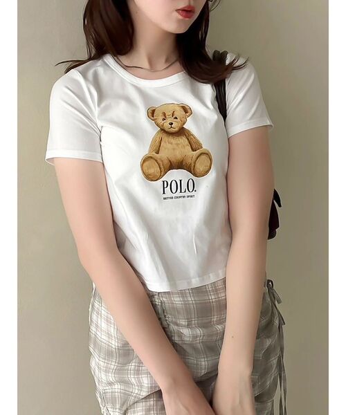 tシャツ 「POLOBCSコラボ」ベアモチーフコンパクトTシャツ レディース POLOBCSコラボ】ベアモチーフコンパクトTシャツ（Tシャツ