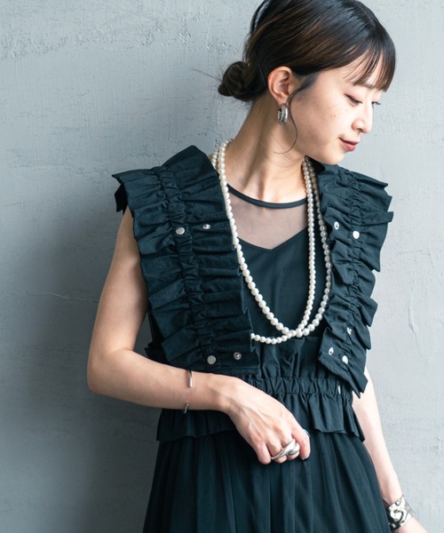 美品⭐︎45R ⭐︎ナイロン　ベスト　ブラウン GOLDJAPAN 大きいサイズ レディース ジャケット ベスト ジレ