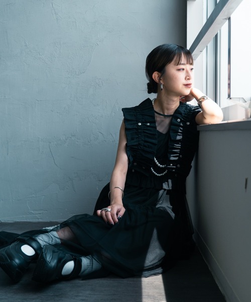 nenom/ネノム] マルチWAY ナイロン ギャザーフリルベスト