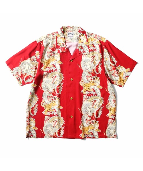 ［HOUSTON ヒューストン］DRAGON TIGER RAYON ALOHA SHIRT 龍虎 レーヨン アロハシャツ / 開襟シャツ