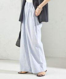 SHIPS | 〈接触冷感・手洗い可能〉麻混 シャンブレー ウエスト ゴム ワイド パンツ(その他パンツ)