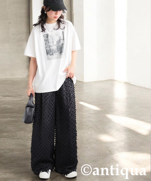 antiqua（アンティカ）の「フリンジワイドストレートパンツ（その他パンツ・レディース・アイボリー/ブラック・MEDIUM/LARGE）」の17枚目の写真