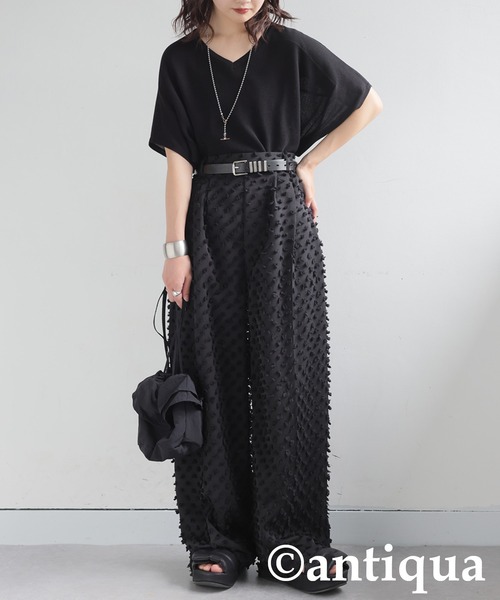 antiqua（アンティカ）の「フリンジワイドストレートパンツ（その他パンツ・レディース・アイボリー/ブラック・MEDIUM/LARGE）」の20枚目の写真