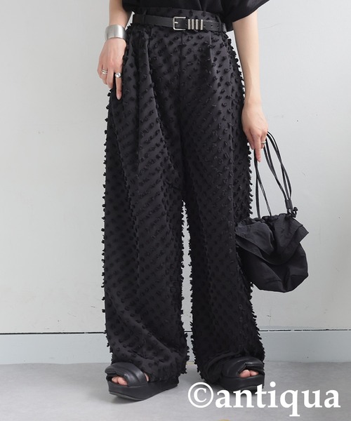 antiqua（アンティカ）の「フリンジワイドストレートパンツ（その他パンツ・レディース・アイボリー/ブラック・MEDIUM/LARGE）」の21枚目の写真