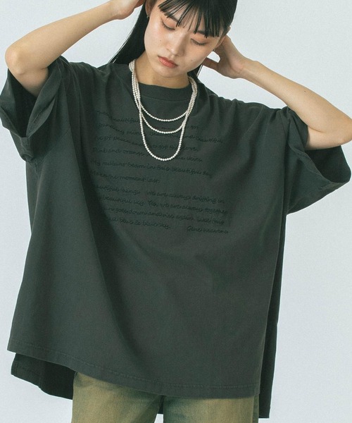GENE HEAVENS)EMBROIDERY BIG TEE（Tシャツ/カットソー）｜ROSE