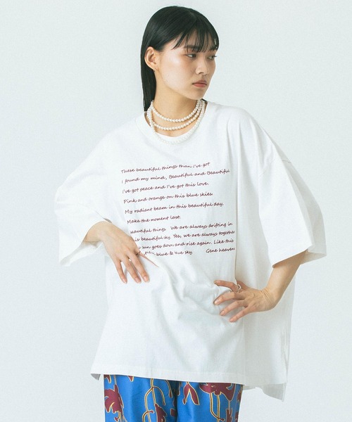 GENE HEAVENS)EMBROIDERY BIG TEE（Tシャツ/カットソー）｜ROSE