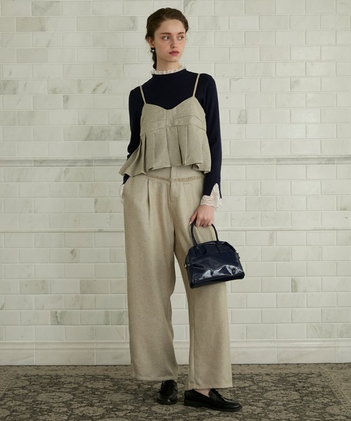 BONLECILL noir（ボンルシールノワール）の「【BONLECILL noir】＜セットアップ対応＞ツイードプリーツビスチェキャミソール（キャミソール・レディース・アイボリー/ブラック/グレー・FREE）」の10枚目の写真