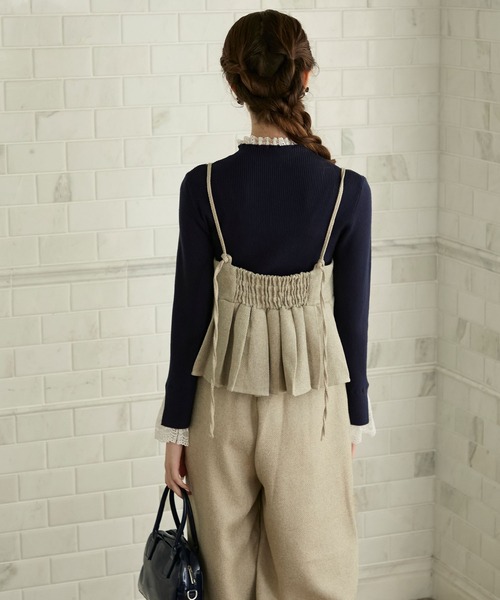 BONLECILL noir（ボンルシールノワール）の「【BONLECILL noir】＜セットアップ対応＞ツイードプリーツビスチェキャミソール（キャミソール・レディース・アイボリー/ブラック/グレー・FREE）」の14枚目の写真