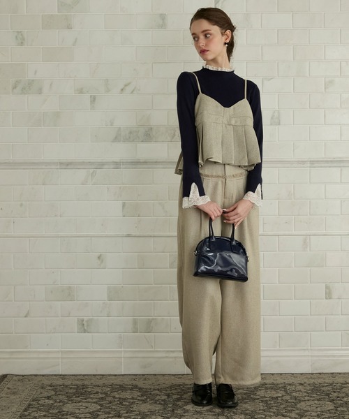 BONLECILL noir（ボンルシールノワール）の「【BONLECILL noir】＜セットアップ対応＞ツイードプリーツビスチェキャミソール（キャミソール・レディース・アイボリー/ブラック/グレー・FREE）」の15枚目の写真