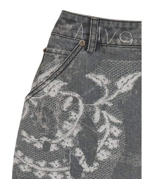 スカート MEDI TROMPE L'OEIL LACE PRINT MINI SKIRT セール】MEDI TROMPE L'OEIL LACE PRINT MINI SKIRT（デニム