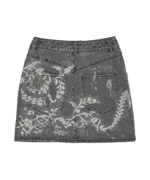 スカート MEDI TROMPE L'OEIL LACE PRINT MINI SKIRT セール】MEDI TROMPE L'OEIL LACE PRINT MINI SKIRT（デニム