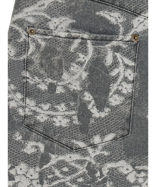 セール】MEDI TROMPE L'OEIL LACE PRINT MINI SKIRT（デニム