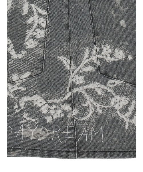 セール】MEDI TROMPE L'OEIL LACE PRINT MINI SKIRT（デニム