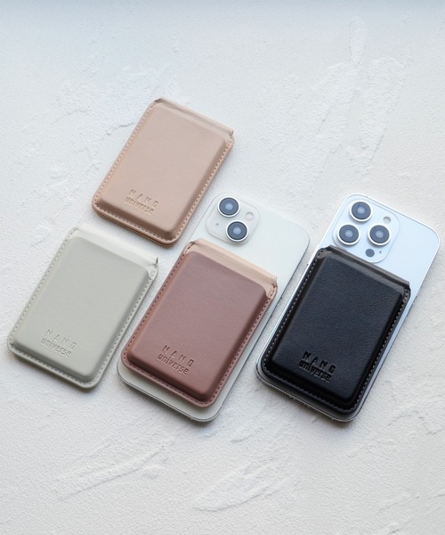 NANO universe（ナノユニバース）の「ナノユニバース マグセーフ対応 カードケース [シンプルロゴ]（スマホグッズ・レディース・ブラック/ブラウン/ベージュ/グレー・ONE SIZE）」の7枚目の写真