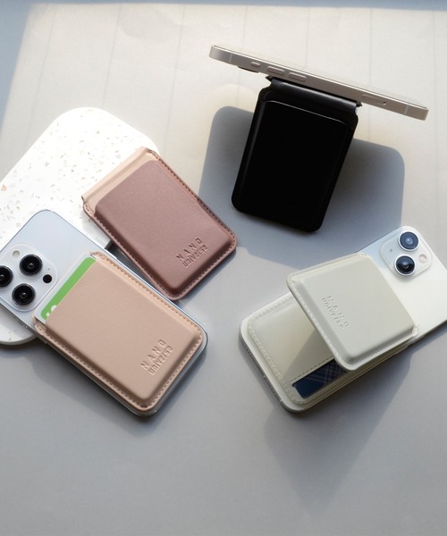 NANO universe（ナノユニバース）の「ナノユニバース マグセーフ対応 カードケース [シンプルロゴ]（スマホグッズ・レディース・ブラック/ブラウン/ベージュ/グレー・ONE SIZE）」の6枚目の写真