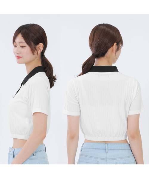 クロップドリブポロ プルオーバー クロップドリブポロ プルオーバー（ポロシャツ）｜MARY QUANT