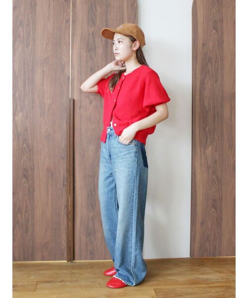 Ungrid（アングリッド）の「ハーフスリーブニットカーデ（カーディガン/ボレロ・レディース・レッド/オフホワイト/グレー・FREE）」の22枚目の写真