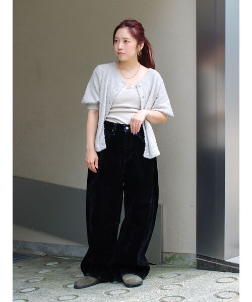 Ungrid（アングリッド）の「ハーフスリーブニットカーデ（カーディガン/ボレロ・レディース・レッド/オフホワイト/グレー・FREE）」の16枚目の写真