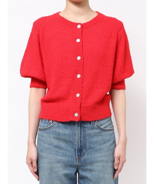 Ungrid（アングリッド）の「ハーフスリーブニットカーデ（カーディガン/ボレロ・レディース・レッド/オフホワイト/グレー・FREE）」の14枚目の写真