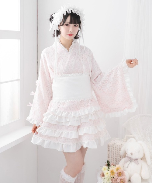夢展望 DearMyLove ドレス浴衣 3点セット 夢展望公式 [新品未使用] 総レースセットアップ浴衣 [ピンク] 他
