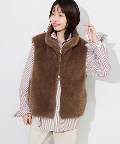 SLOBE IENA（スローブイエナ）の「ミンクエコファーベスト（その他アウター・レディース・キャメル・FREE）」の18枚目の写真