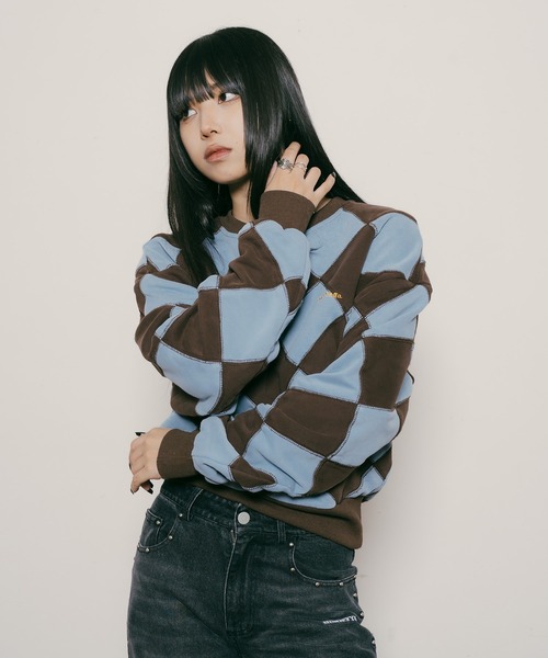 Subciety（サブサエティ）の「Line crewman sweatshirt【WOMEN】（スウェット・レディース・ブラウン/ピンク/ホワイト/オレンジ・FREE）」の3枚目の写真