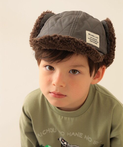 BEAMS mini（ビームスミニ）の「キルティング イヤーキャップ 2025FW（キャップ・キッズ・ワイン/グリーン系その他5/チャコールグレー・ONE SIZE）」の2枚目の写真