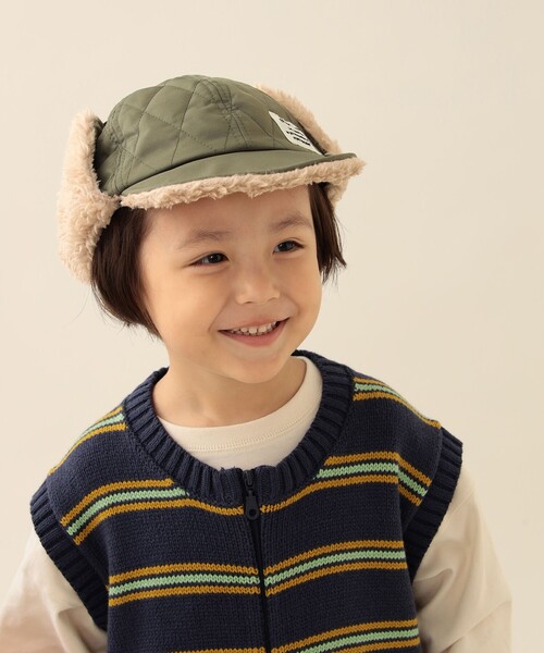 BEAMS mini（ビームスミニ）の「キルティング イヤーキャップ 2025FW（キャップ・キッズ・ワイン/グリーン系その他5/チャコールグレー・ONE SIZE）」の3枚目の写真